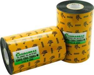 Cinta zebra cera negra para etiquetas