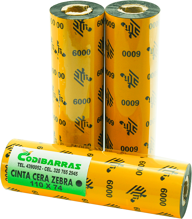 110 x 74 zebra Cinta cera zebra negra para etiquetas